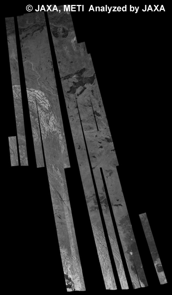 Fig. 11: PALSAR 500m Browse Mosaic (FBD/HH Ascending) of NORTH AMERICA for cycle40 (Dec. 16, 2010 ~ Jan. 30, 2011).