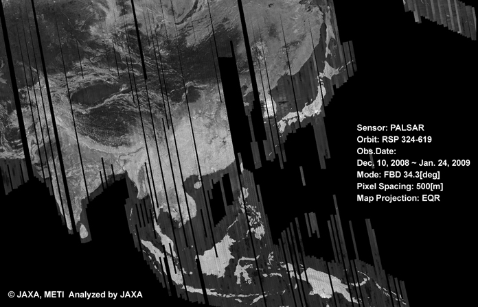 Fig. 2: The 500m Browse Mosaic of Asia for cycle24 (December 10, 2008�` January 24, 2009).