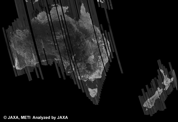 Fig. 1: PALSAR 500m Browse Mosaic of Australia for cycle28 (June. 12, 2009 ~ July. 27, 2009).