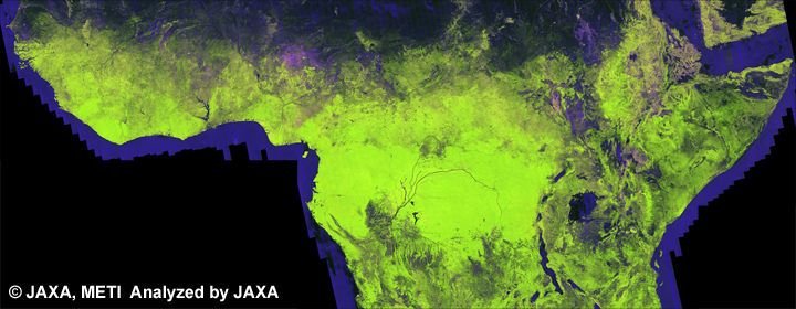 Fig. 2: The color Mosaic (50m Orthorectified Mosaic) of Central Africa for 2009 (Jun. 12, 2009 ~ Nov. 17, 2009).