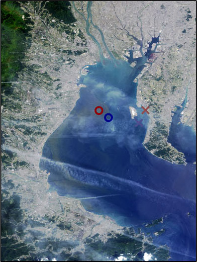 Ise Bay on May 25, 2006 observed by AVNIR-2 (R,G,B=Band3,2,1)