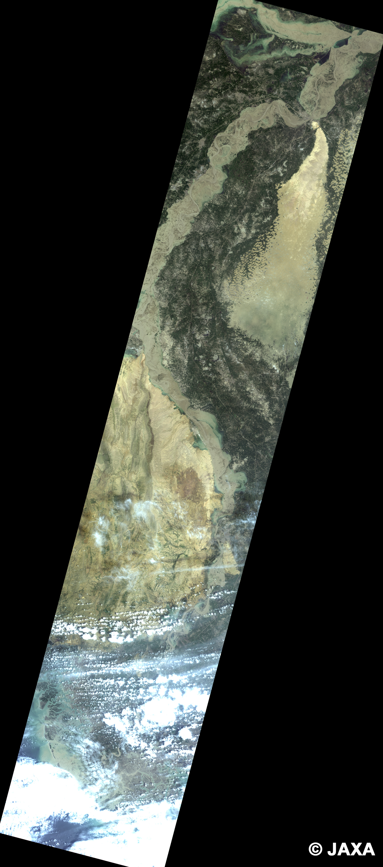 Fig.1(True color): AVNIR-2 image with 31.2 degree pointing angle acquired at 15:29 on August 23, 2010 (JST).