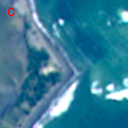 Tsunami Stricken Area in South of Java, Indonesia observed by AVNIR-2 on Jul. 21, 2006.