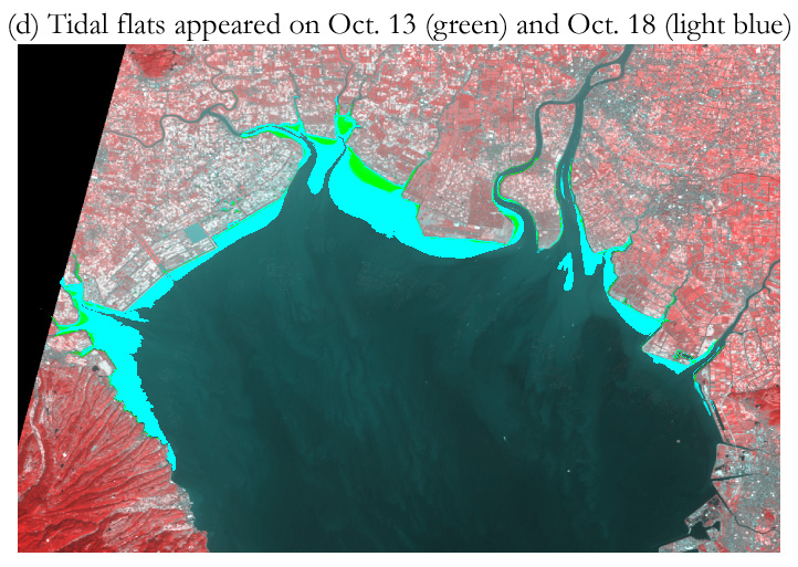 Fig.4: Areas where near-infrared radiance became high on Oct. 13 and 18.