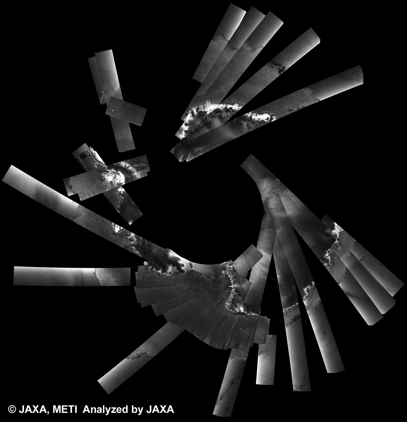 Fig. 2: PALSAR The 500m Browse Mosaic of Antarctica for cycle28 (June. 12, 2009 ~ July. 27, 2009).