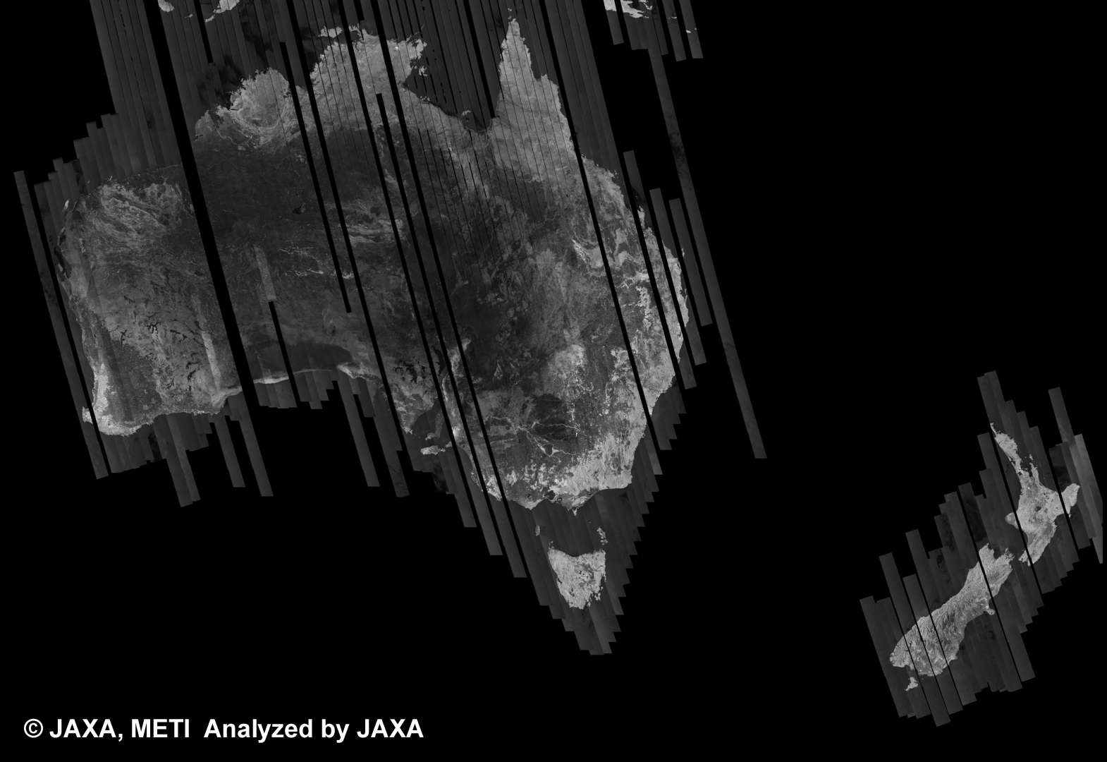 Fig. 1: PALSAR 500m Browse Mosaic of Australia for cycle28 (June. 12, 2009 ~ July. 27, 2009).