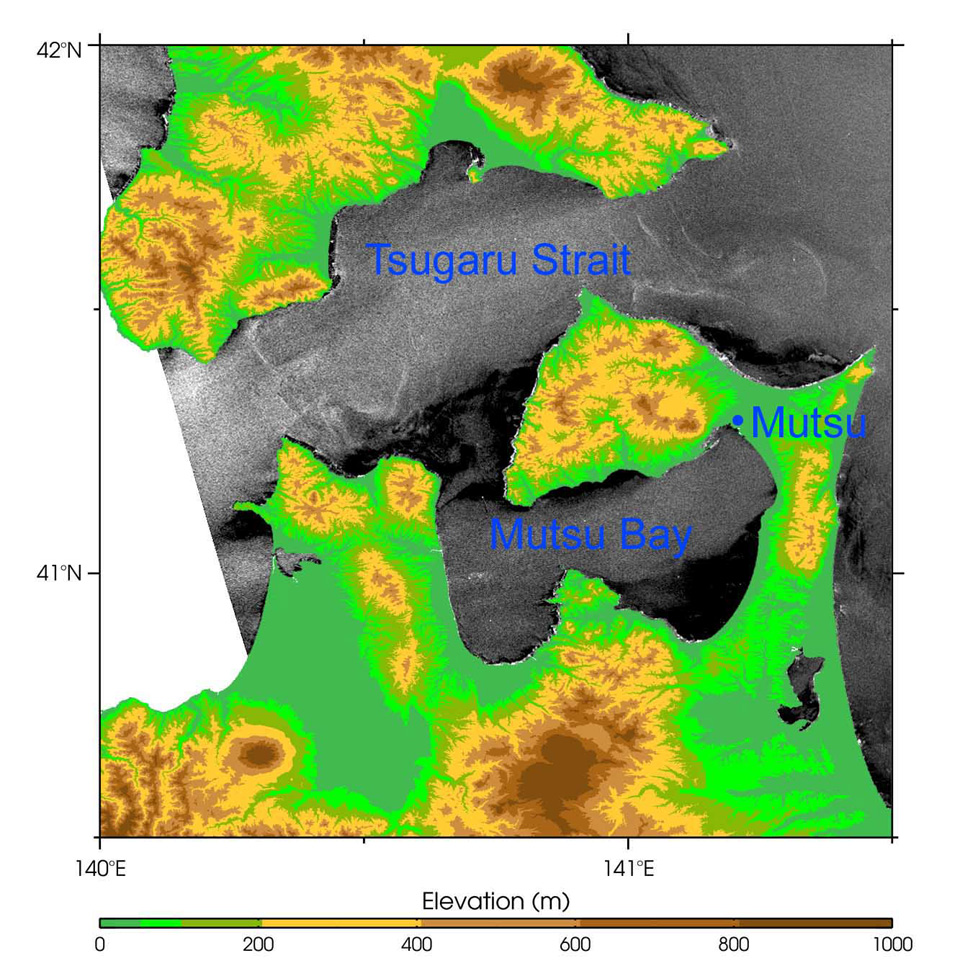 Zoomed image around Tsugaru Straits and Mutsu Bay. 