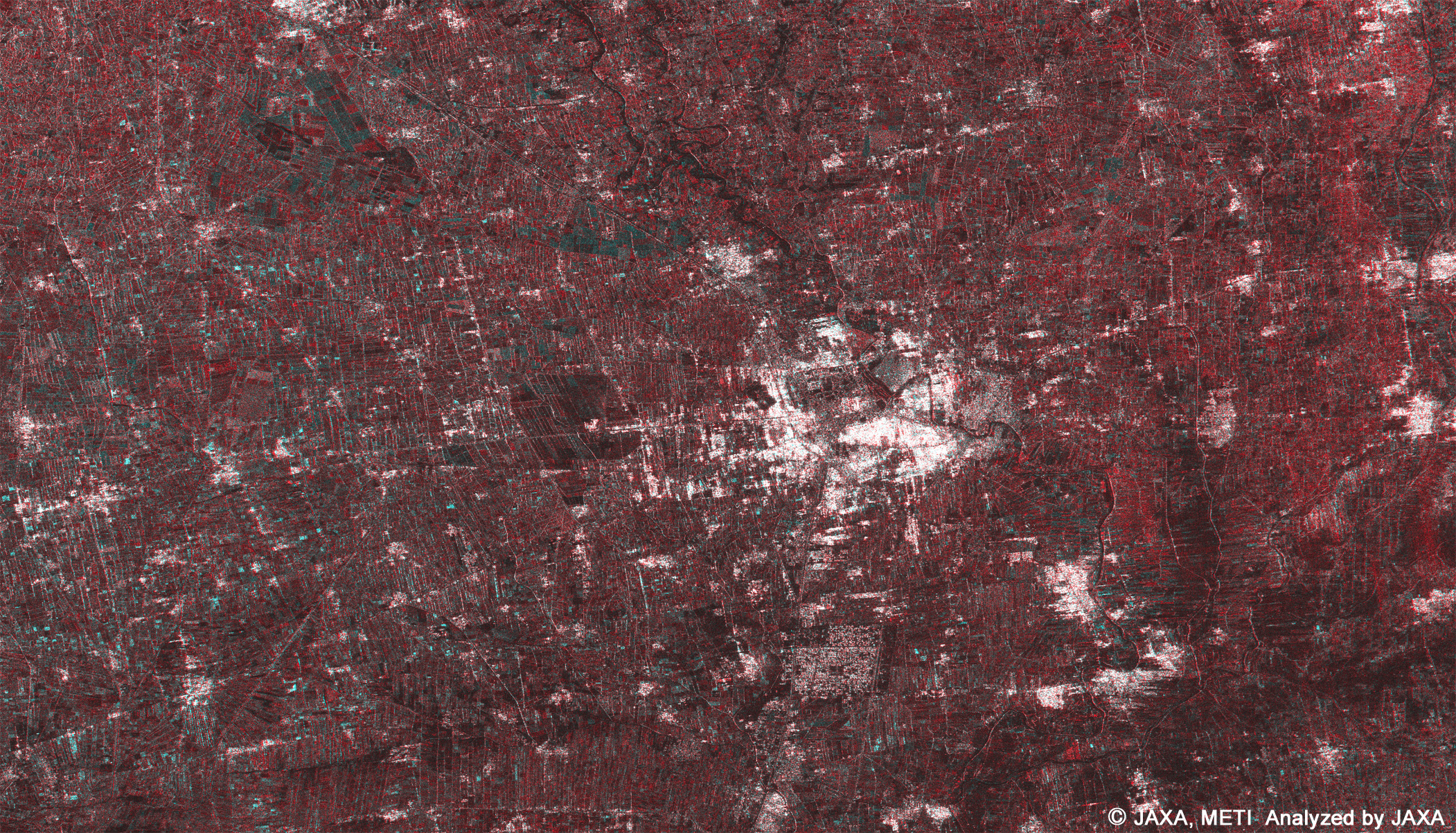 Image of heavy rain area in Pakistan observed by PALSAR on Aug. 15, 2006.