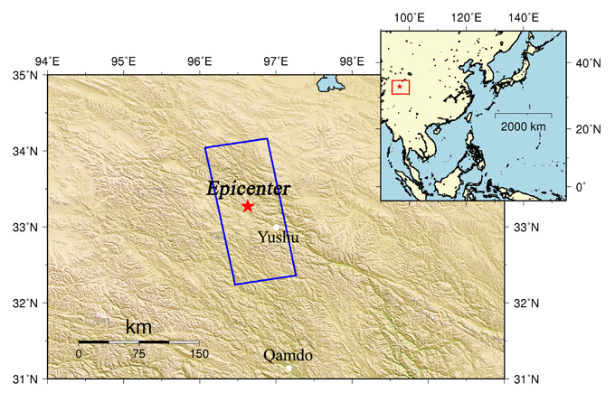 Fig. 1: An overall view of the observation area (We refer to SRTM3 as terrain data.)