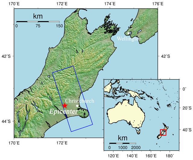 Fig. 1: An overall view of the observation area (We refer to SRTM3 as terrain data).