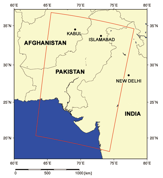 Fig.2: Location of the mosaic area in red frame.