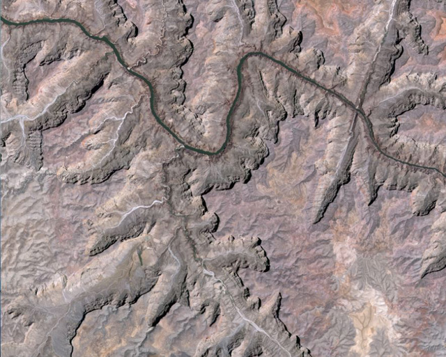 Pan-sharpen image of Grand Canyon, U.S. generated by AVNIR-2 and PRISM.