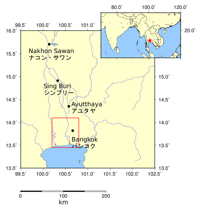 Fig. 1: Location of Observation Area by Pi-SAR-L (on between 5-7 November, 2011)