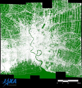 Fig.4/right: The flood map by using Pi-SAR-L data, November 7th to 9th data.