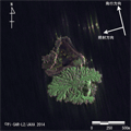 2014年1月15日にPi-SAR-L2により東側から観測された西之島付近の画像