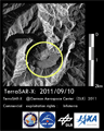 災害後の2011年9月10日5時53分頃(日本時間)「テラサー・エックス」TerraSAR-Xにより観測された奈良県吉野郡十津川村野尻付近