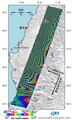 2010年2月27日15時34分頃(日本時間)に発生したチリ中部の沿岸地震に伴う地殻変動を検出するため、陸域観測技術衛星「だいち」(ALOS)搭載のLバンド合成開口レーダ(PALSAR；パルサー)により地震後の観測画像(2010年3月13日)と地震前(2010年1月26日)に取得した同じ軌道からの画像を使用して作成した差分干渉処理画像