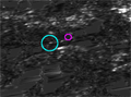 地震発生後の2009年8月11日午後10時2分頃に陸域観測技術衛星「だいち」(ALOS)搭載のPALSARが観測した東名高速上り線牧之原サービスエリア付近の路肩崩落現場