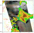 PALSAR (ScanSAR)による北海道周辺の地峡風分布 (2006年6月8日)