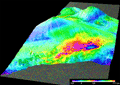 PALSARによる米ハワイ州ハワイ島南部の観測画像の「差分干渉処理」画像