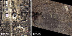 2007年12月2日観測のPRISMとAVNIR-2を用いて作成した北京のパンシャープン画像