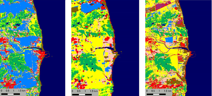 図4: 福島県沿岸部の震災前後の土地被覆の経年変化（福島県南相馬市）
