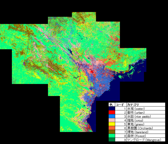図2: ベトナム北部域の高解像度土地利用土地被覆図（2007年）