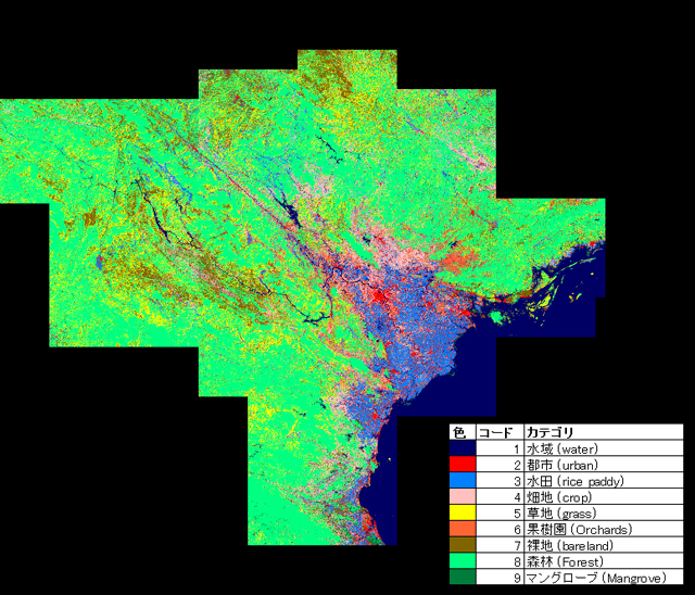 図1: ベトナム北部域の高解像度土地利用土地被覆図（2015年）