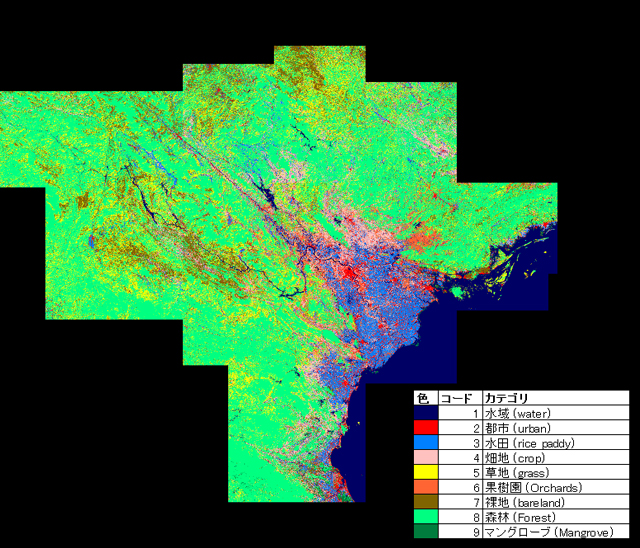 図1: ベトナム北部域の高解像度土地利用土地被覆図（2015年）