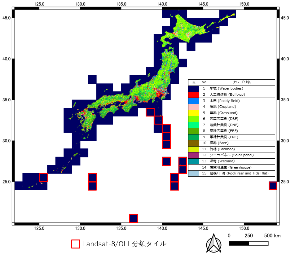 図3: 2024年の日本全域の高解像度土地利用土地被覆図 (2024JPN_v25.04)