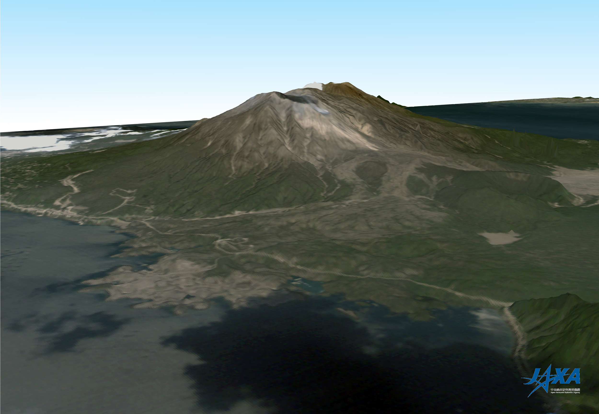 図4: 桜島噴火口付近の鳥瞰図