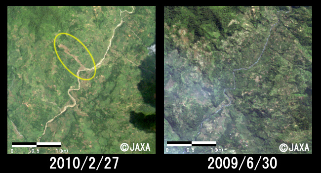 図3: Pangalenganから南東約15km付近の拡大(それぞれ3km四方)
