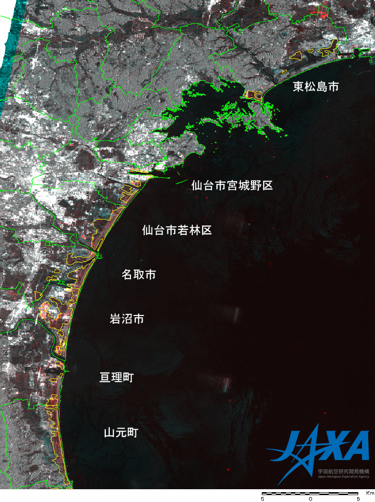 図2: 宮城県沿岸域の湛水状況拡大図