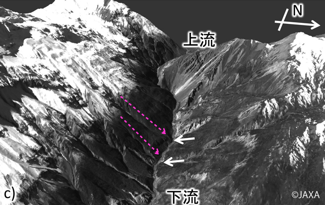 図4: 地点Cで確認された河川への崩落の様子