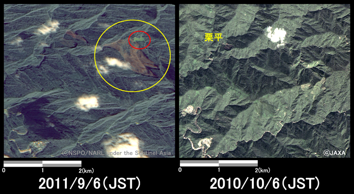 >図3: 奈良県十津川村栗平地区周辺の様子 (約4km×4kmのエリア)