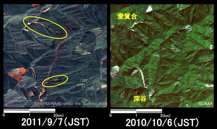 図5: 和歌山県田辺市深谷地区周辺の様子 (約4km×4kmのエリア)