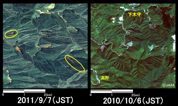 図6: 和歌山県田辺市高野地区周辺の様子 (約4km×4kmのエリア)