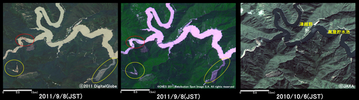 図7: 奈良県十津川村津越野地区周辺の様子 (約4km×3kmのエリア)