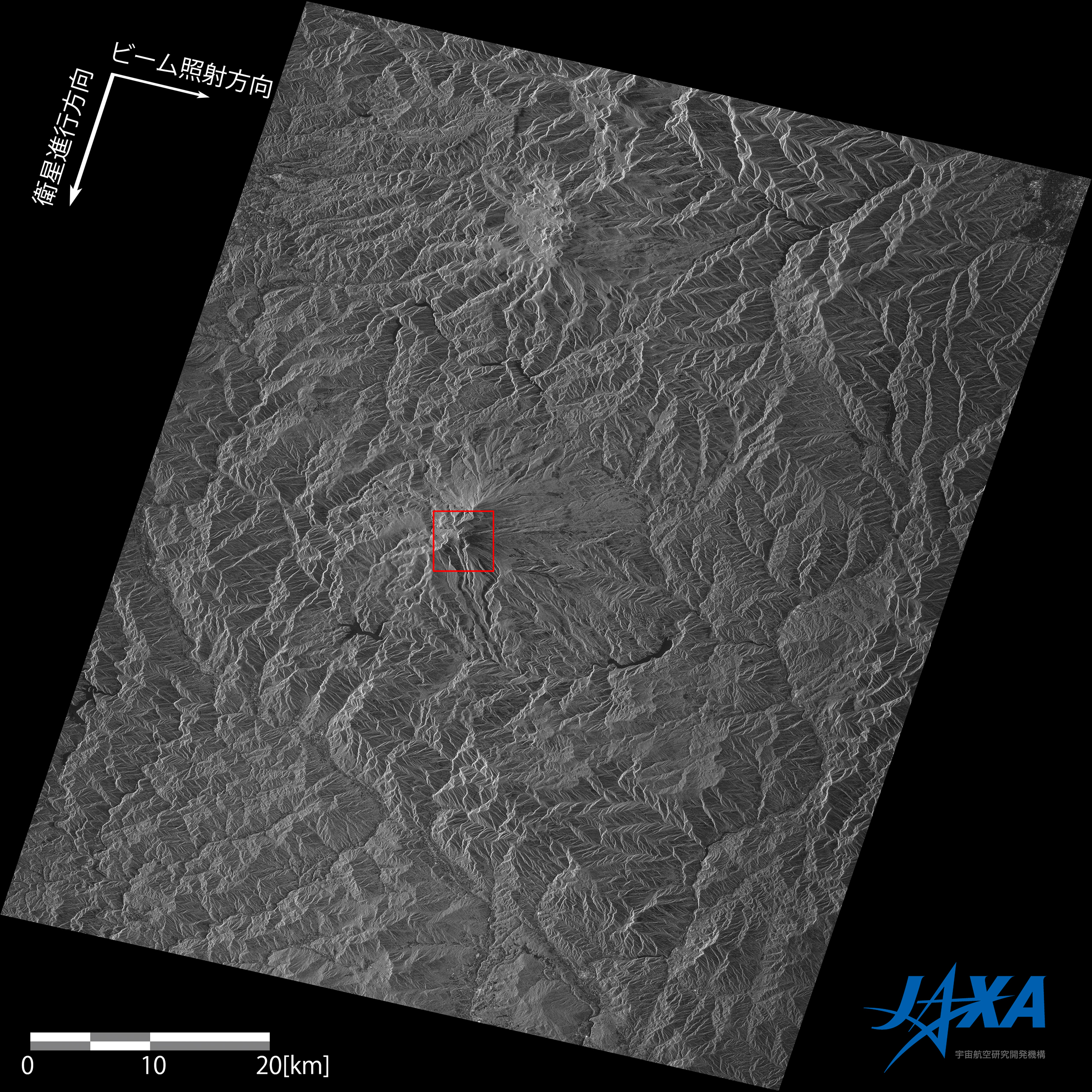 図2: 御嶽山付近のPALSAR-2画像