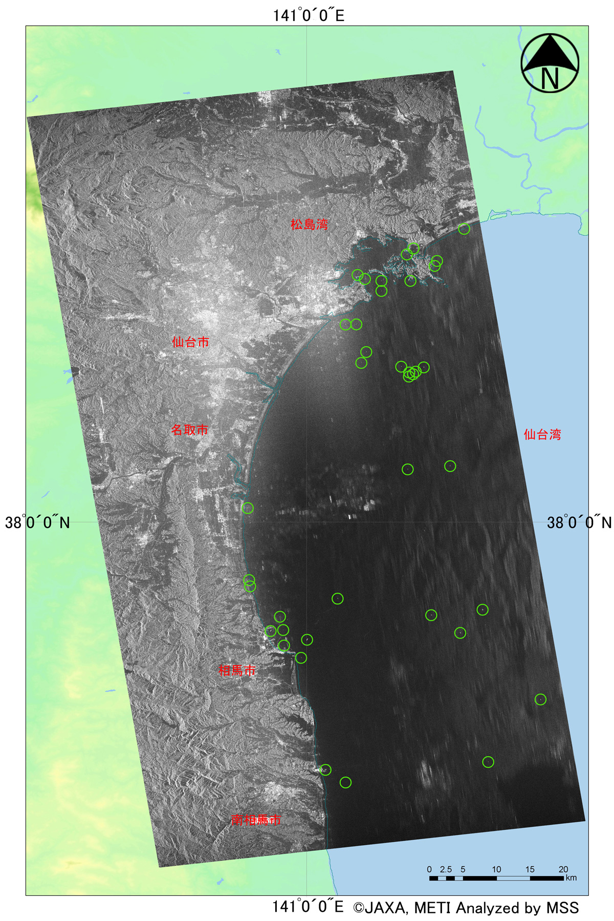 図2: 仙台湾周辺の拡大図 (クリックで拡大画像へ)