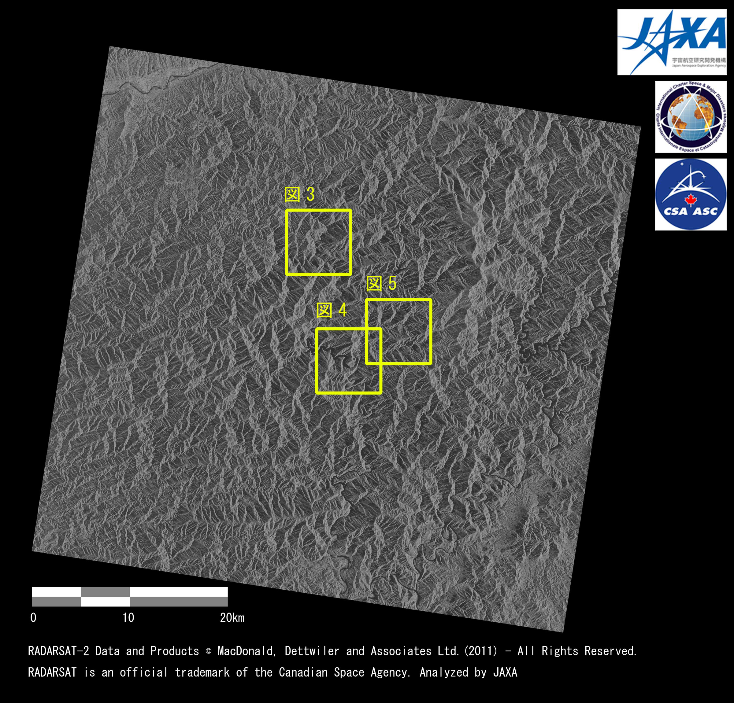 図2: RADARSAT-2観測による奈良県画像(2011年9月7日観測)