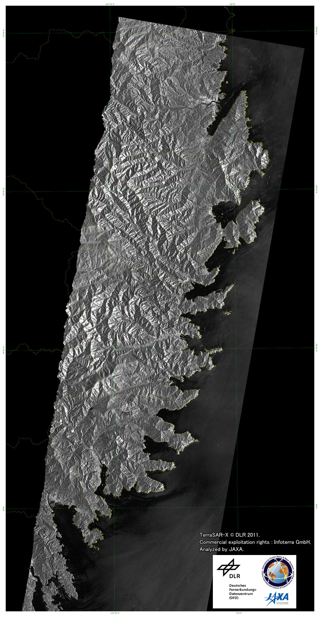 左図: TerraSAR-X原画像