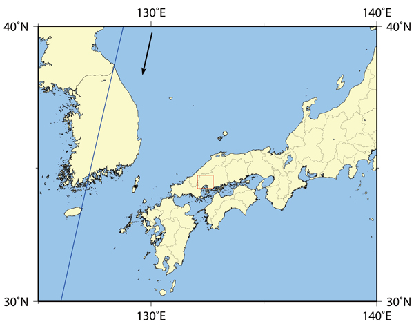 図1: 観測領域と衛星の軌道