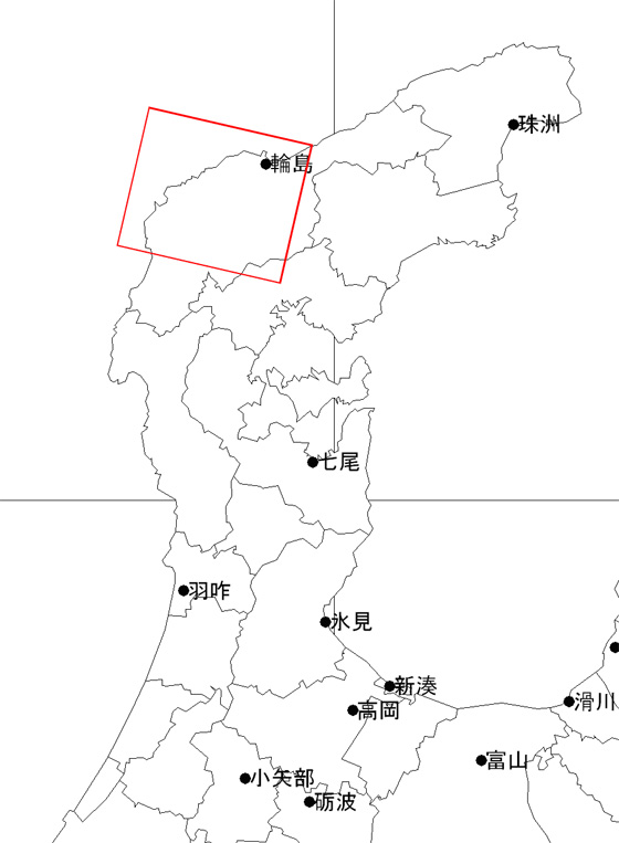 平成19年能登半島地震に対する緊急観測地地図