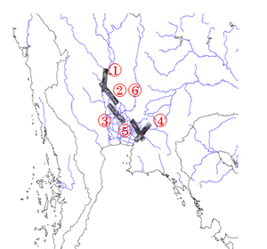 図2 Pi-SAR-Lによる洪水画像(2011年9月24日、26日、27日)