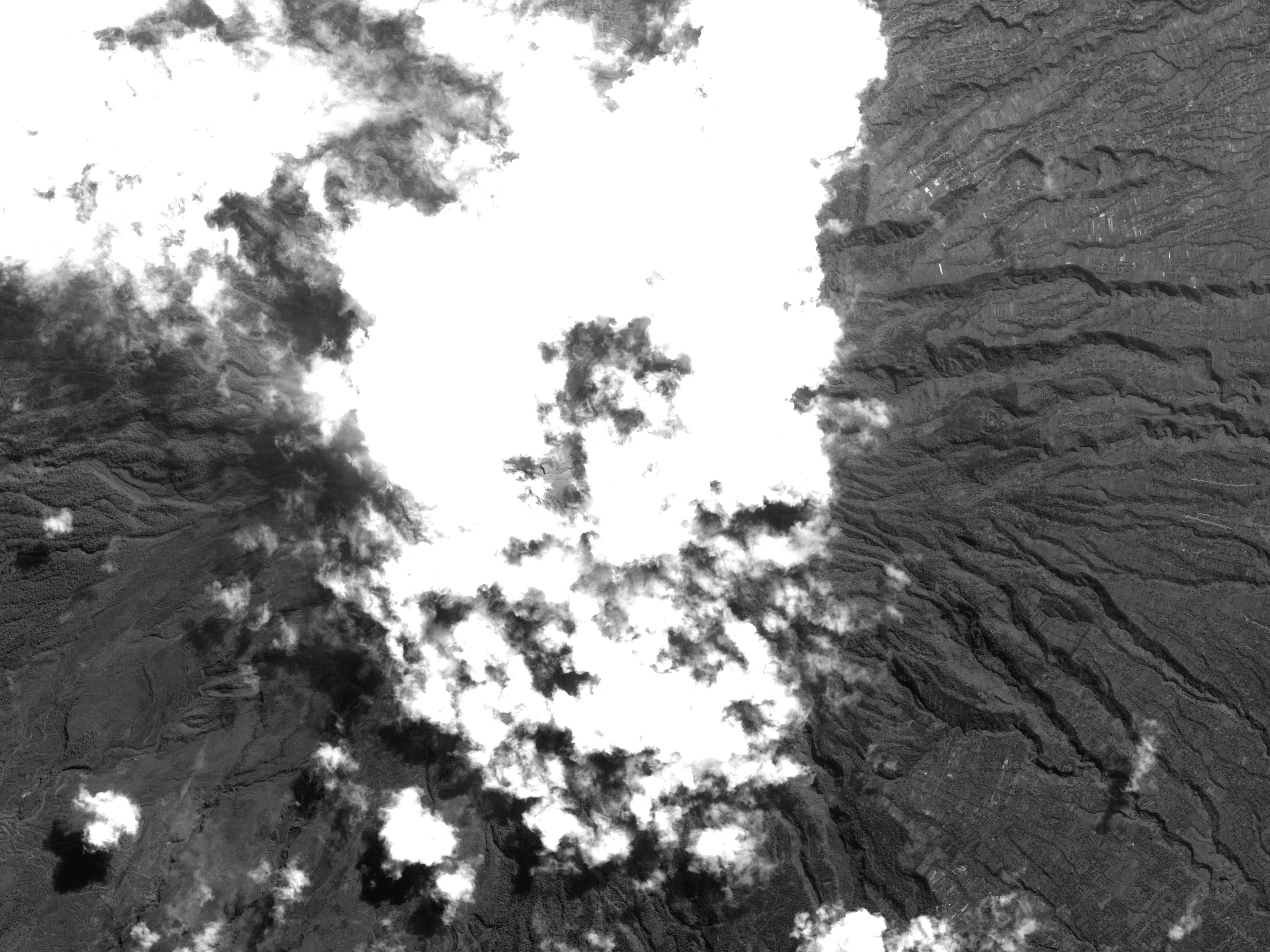 Nadir view image of Mt. Merapi by the Panchromatic Remote-sensing Instrument for Stereo Mapping (PRISM)