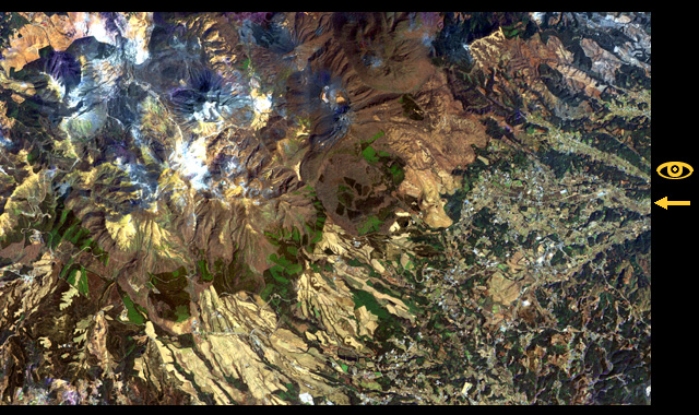 Fig.1: The pan-sharpen image of Kujyu mountain range, Oita Pref., Japan.
