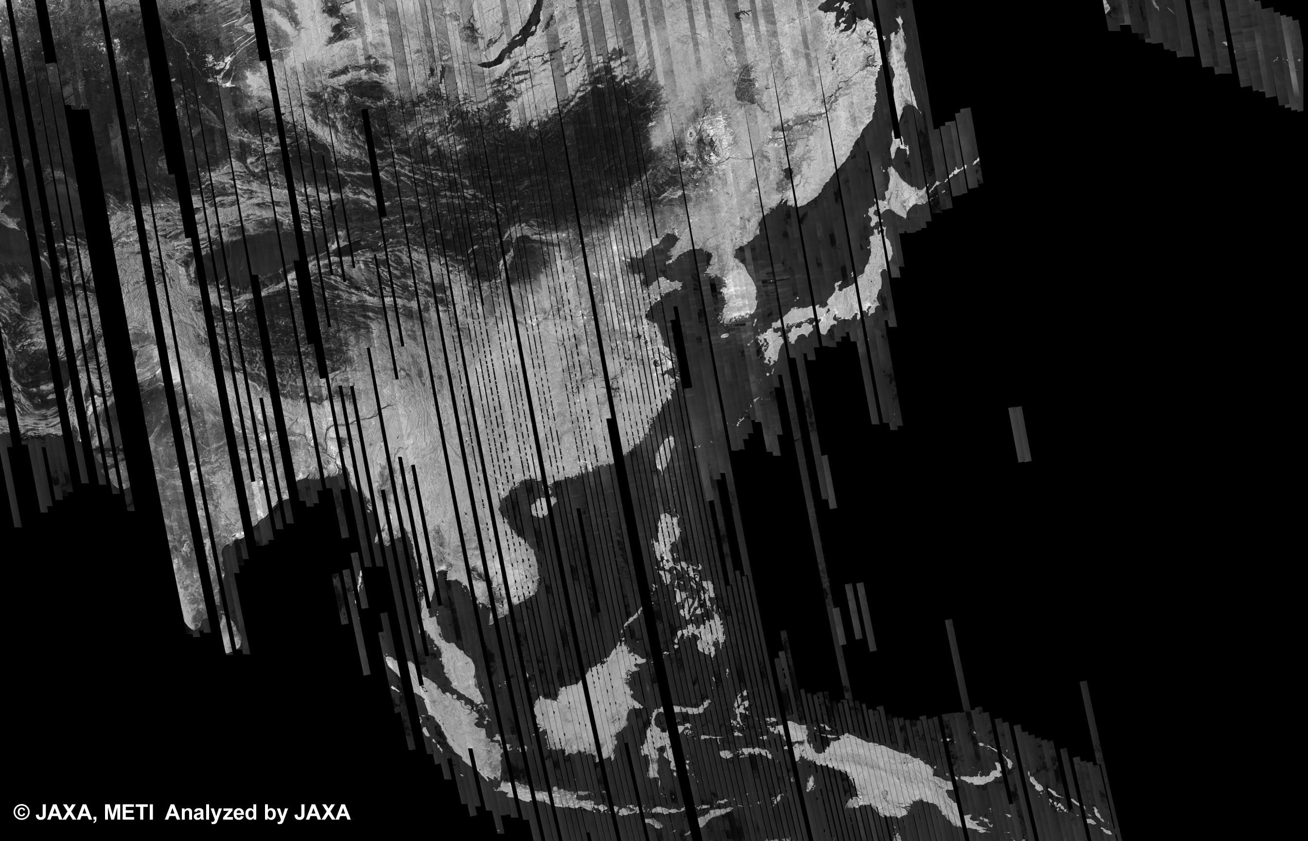 図1: 30回帰のPALSAR観測によるアジア500mブラウズモザイク