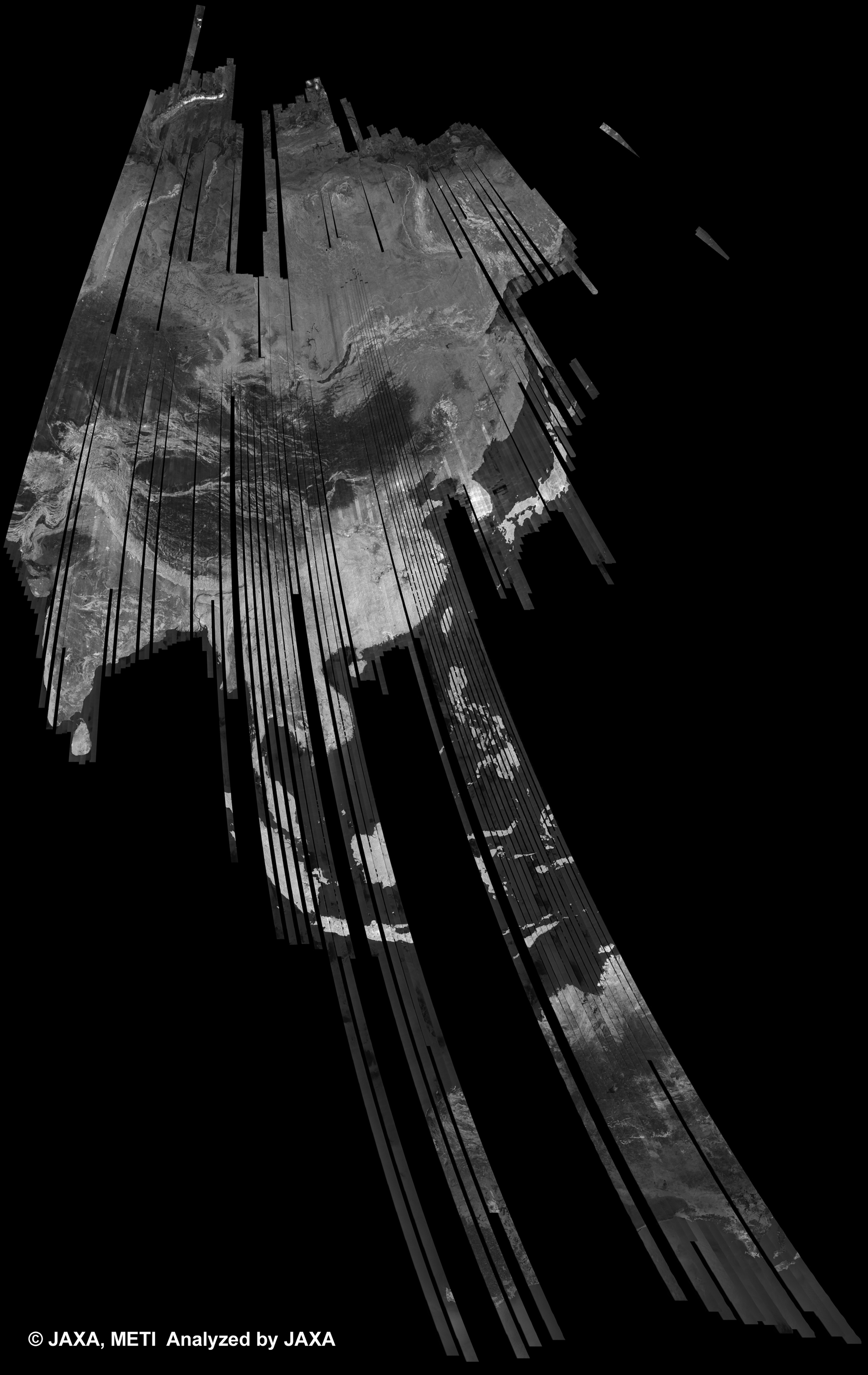 図7: 33回帰のPALSAR観測によるシベリア500m(FBS/HH)ブラウズモザイク
