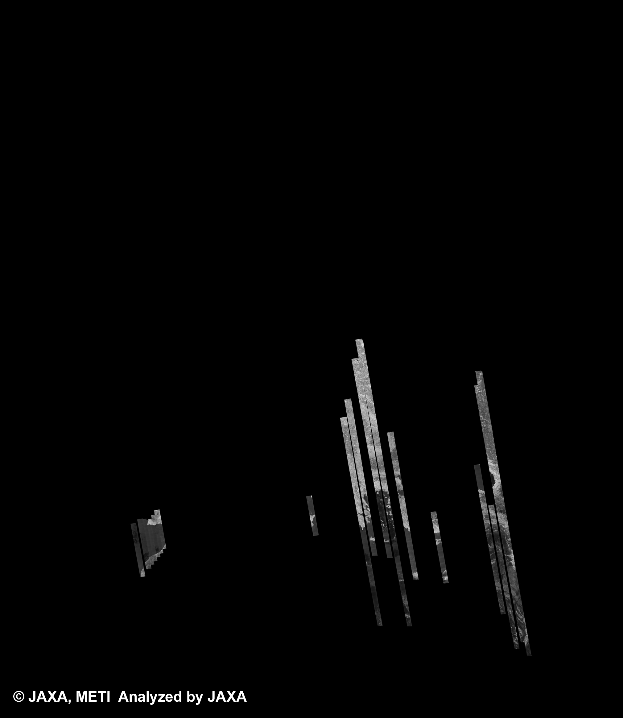 図15: 39回帰のPALSAR観測によるヨーロッパ500m(FBS/HH Ascending)ブラウズモザイク